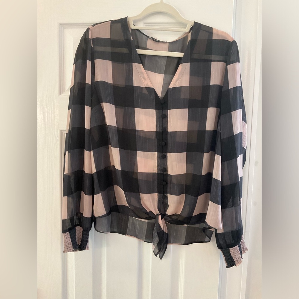 Plaid Sheer Blouse